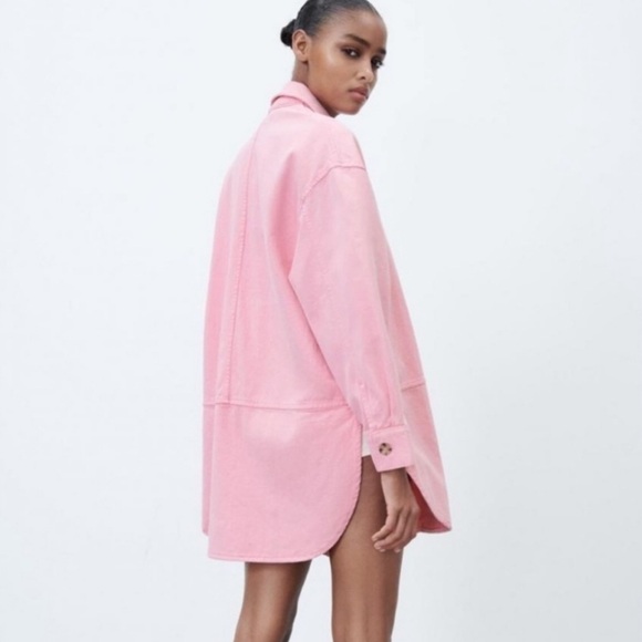 Zara Overshirt Shaket in Bubble gum - Picture 2 of 4